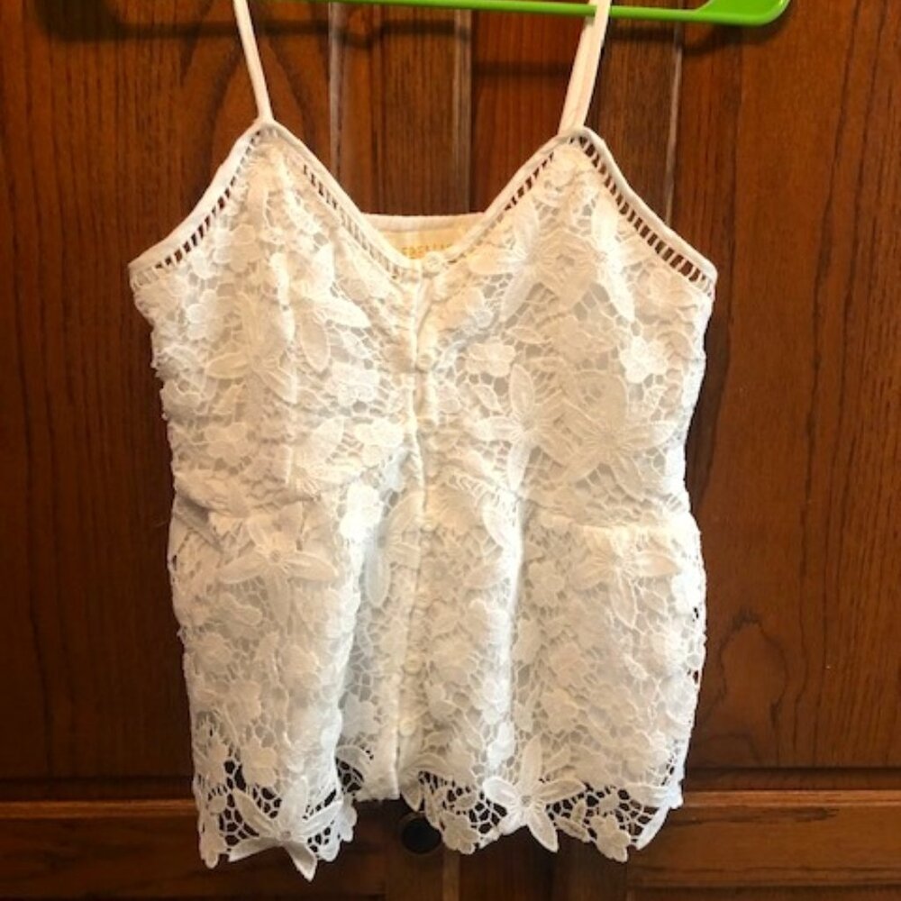 Rebellion Brand lace spaghetti strap top with button front  Junior Size M